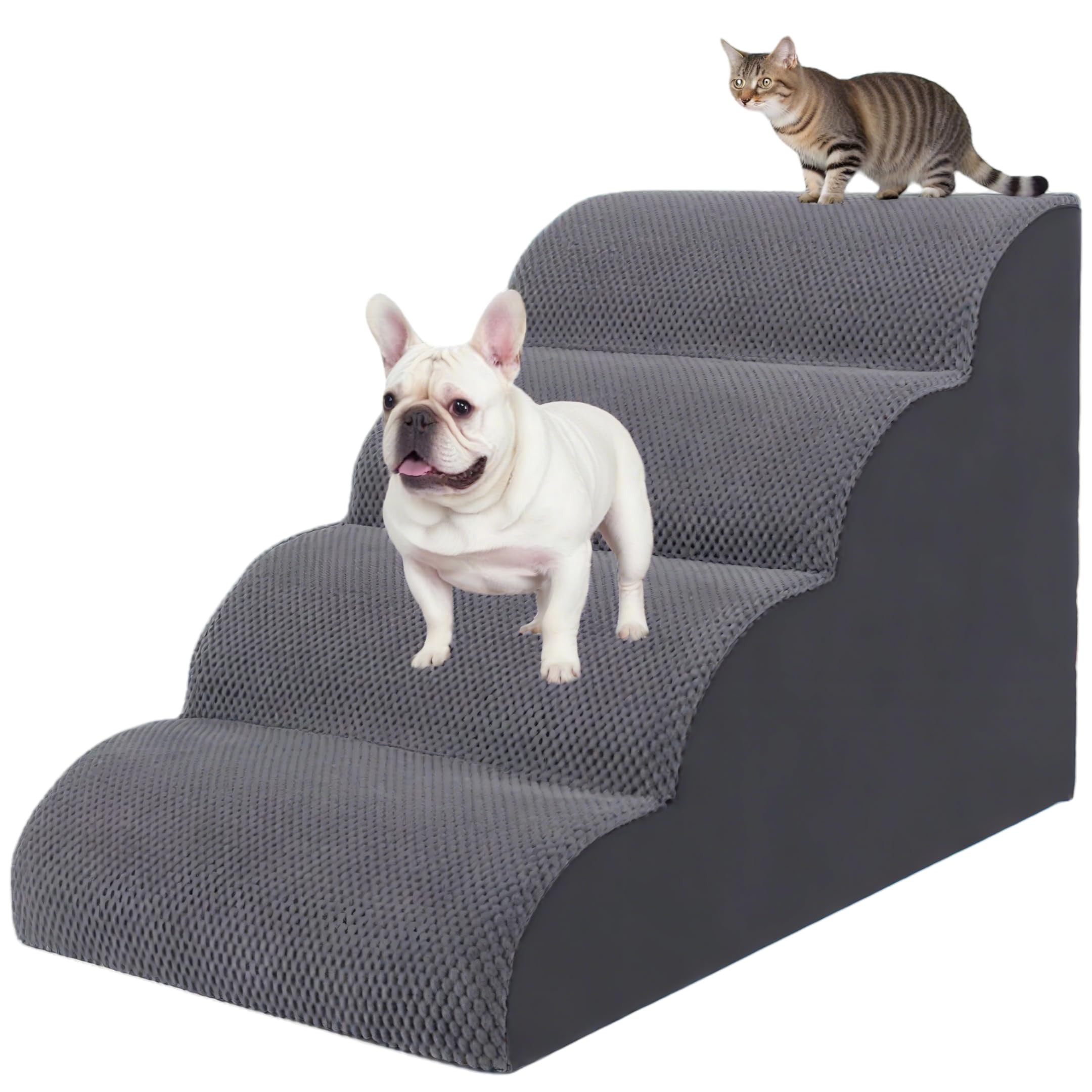 KIWIWOOF pet stairs 5-step sofa gray for easy bed access