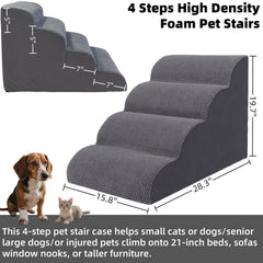 KIWIWOOF 6-step bed-height stairs with durable gray finish for taller beds