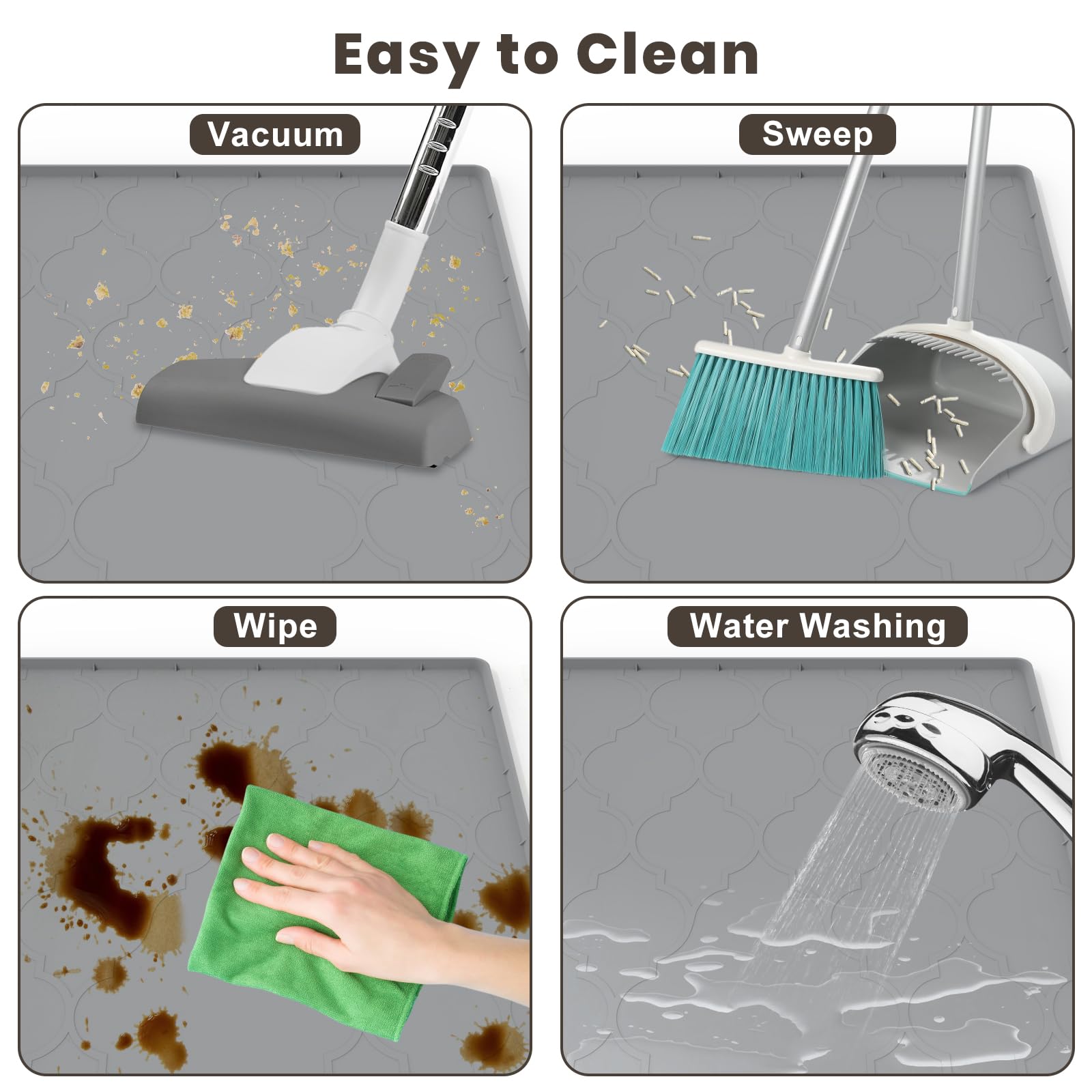 KIXCVDM non-slip cat litter mat stays securely in place on smooth floors.