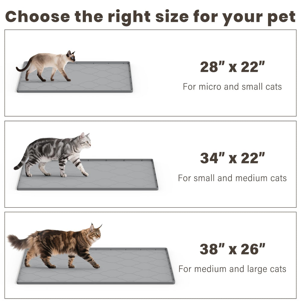 KIXCVDM under-bowls litter mat protects flooring from spills.