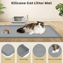 KIXCVDM waterproof cat litter mat with edge guard prevents leaks and spills.