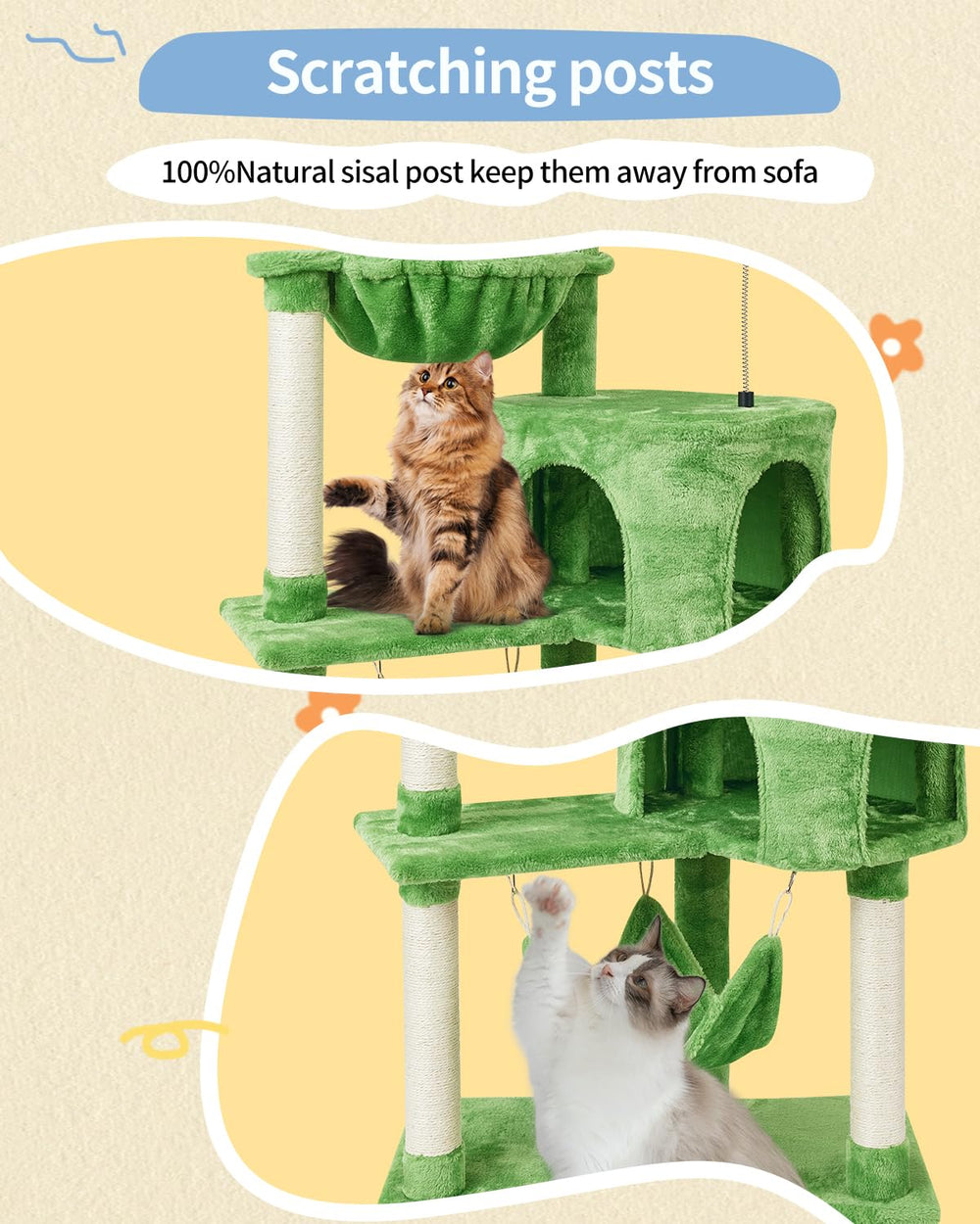 KIYUMI cat tree green kitten ball toys encourage interactive play