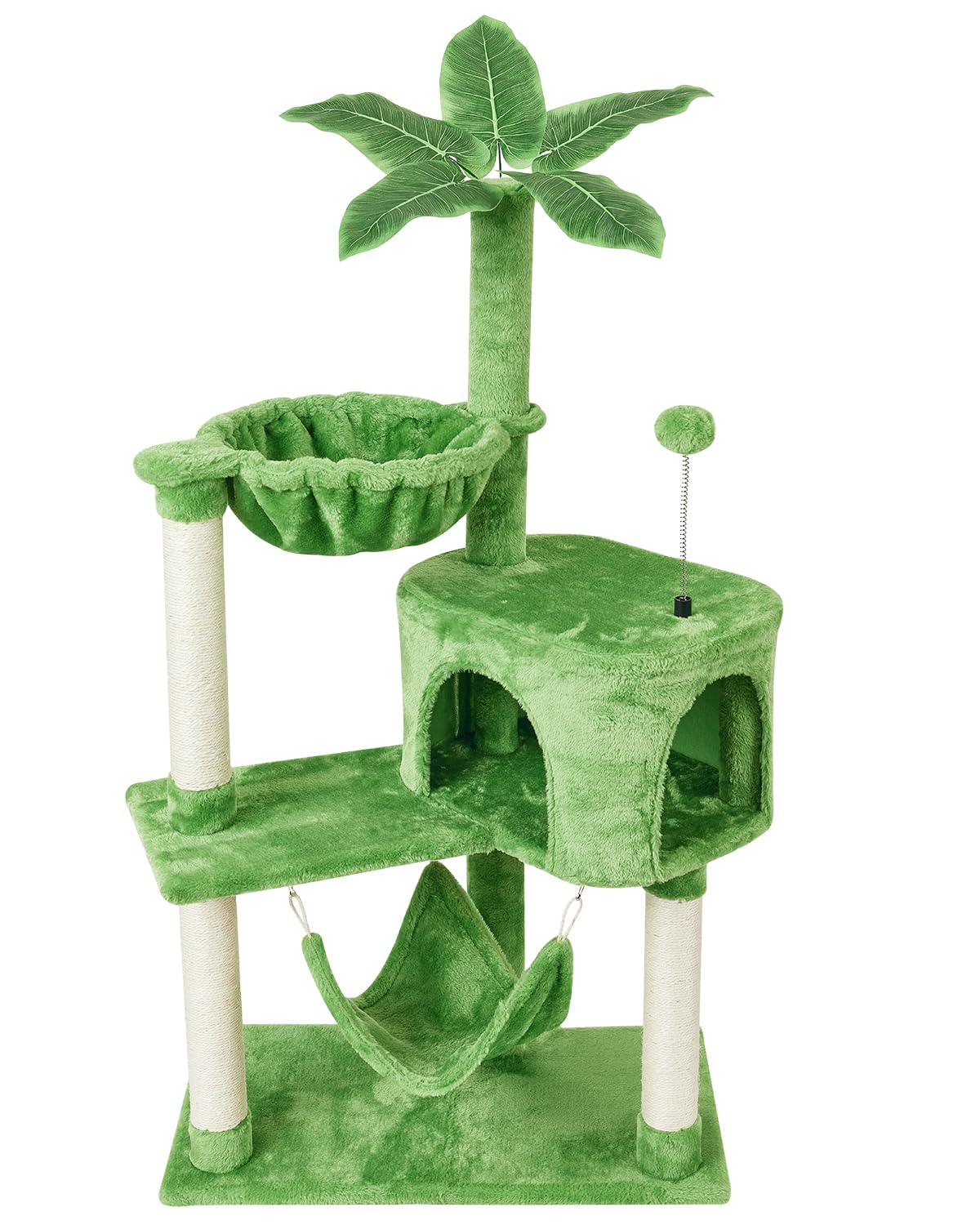 KIYUMI cat tree green sisal post provides durable scratching for indoor cats