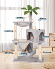 KIYUMI cat tree hammock-perch-grey provides cozy lounging and sunlit resting space
