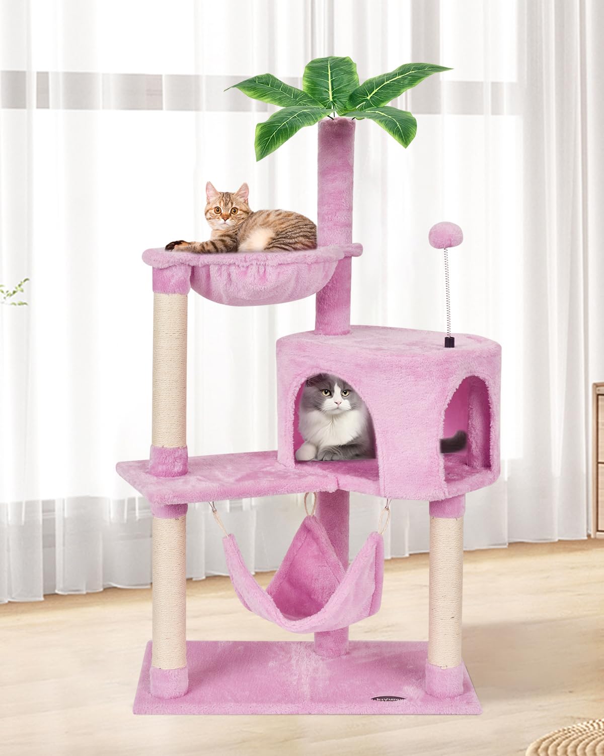 KIYUMI cat tree multi-level pet activity center promotes climbing and stimulation.