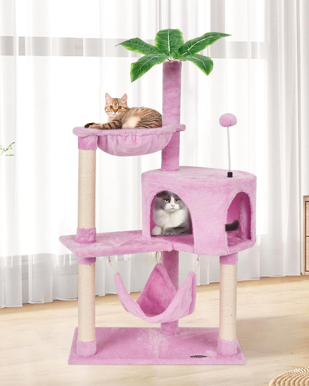 KIYUMI cat tree multi-level pet activity center promotes climbing and stimulation.