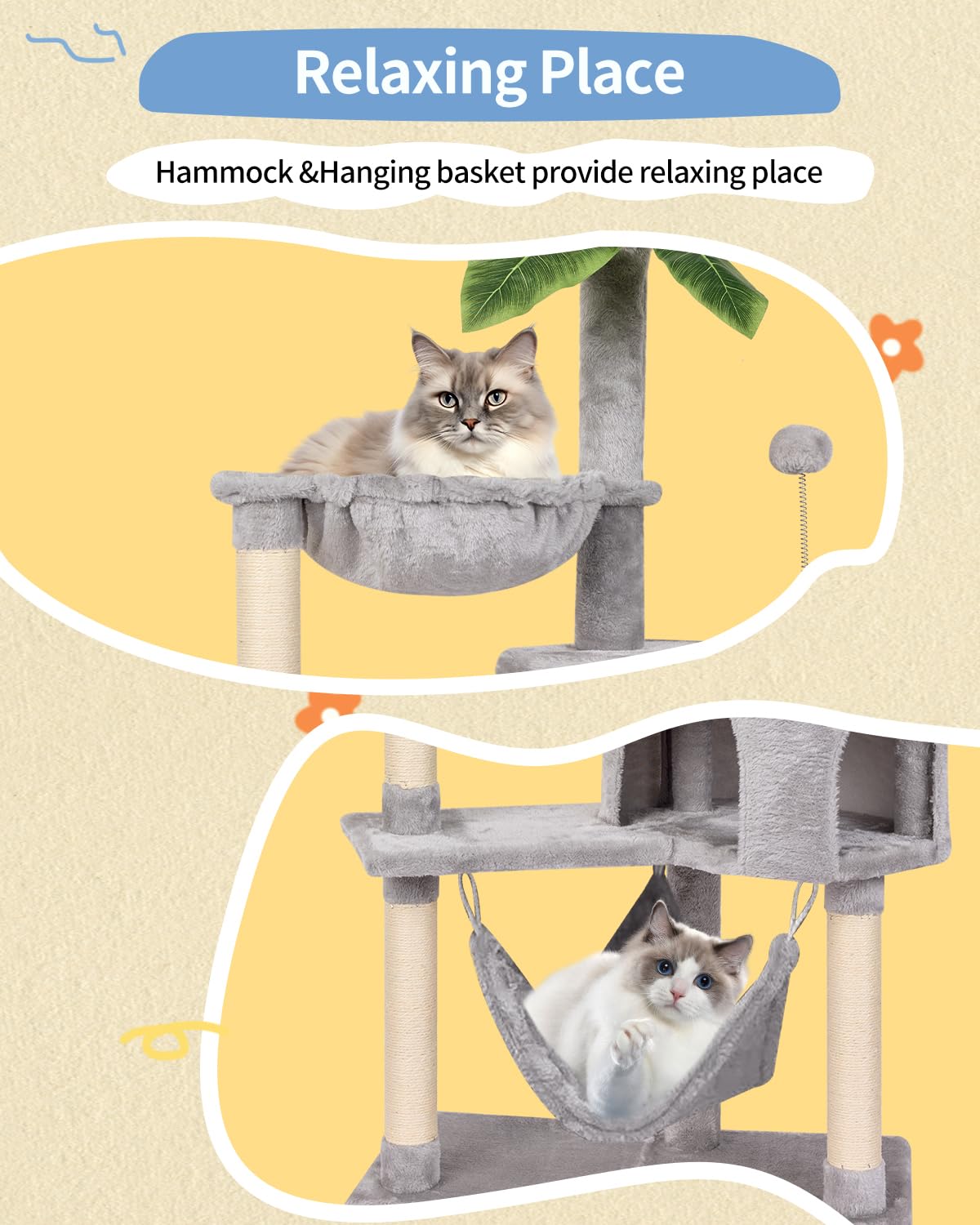 KIYUMI cat tree-multi-level-play-grey demonstrates varied heights for climbing and exploration