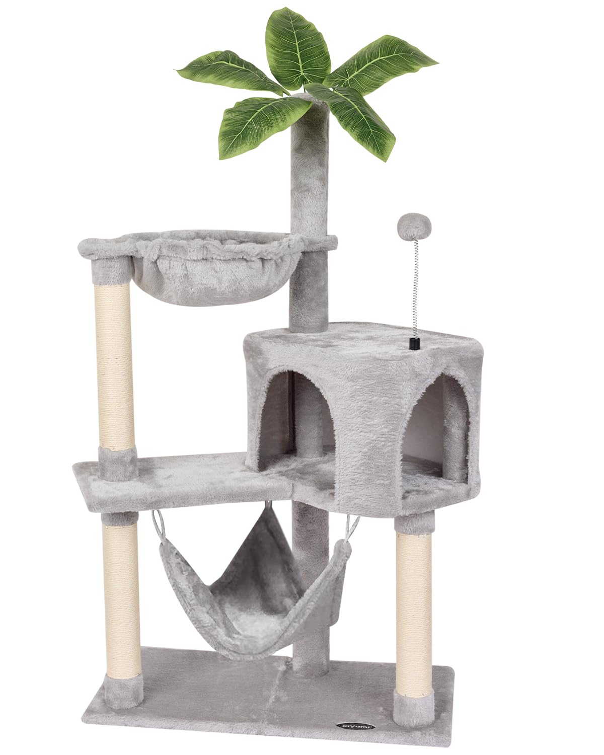 KIYUMI cat tree tower condo with sisal-post-grey promotes healthy scratching and vertical play