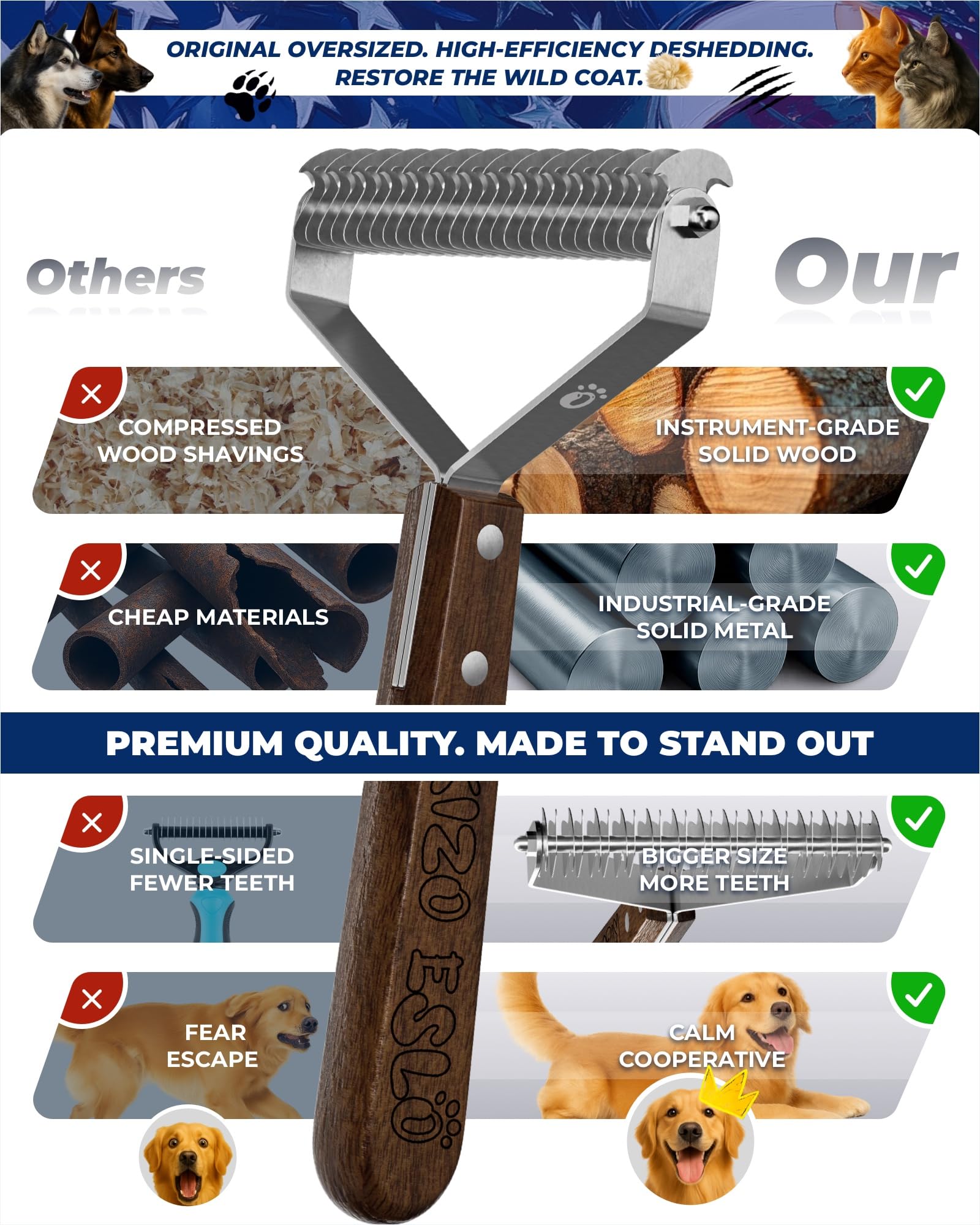 KIZO ESLO walnut-handle ergonomic grip supports extended brushing sessions