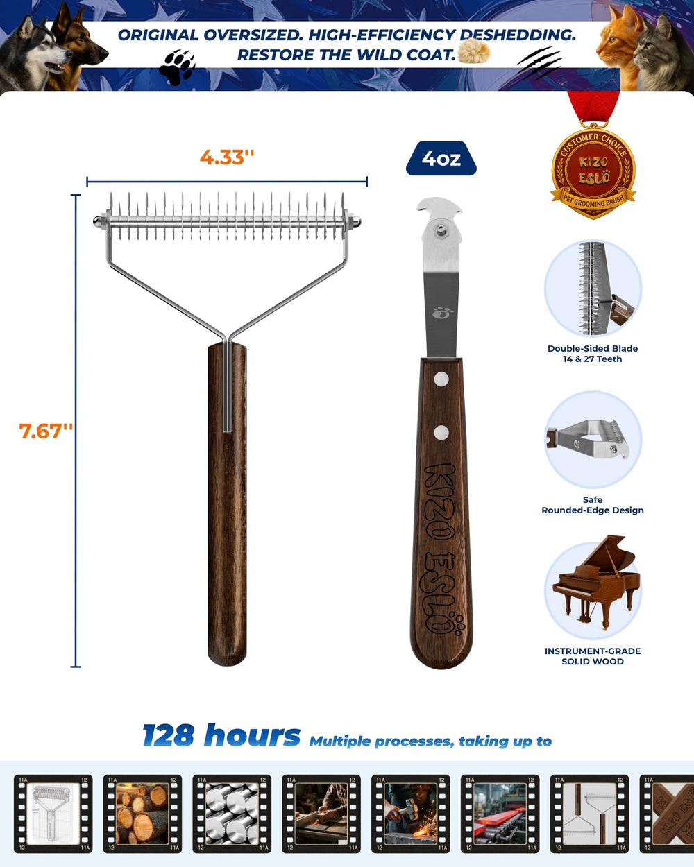 KIZO ESLO usage shot showing quick grooming and neat coat