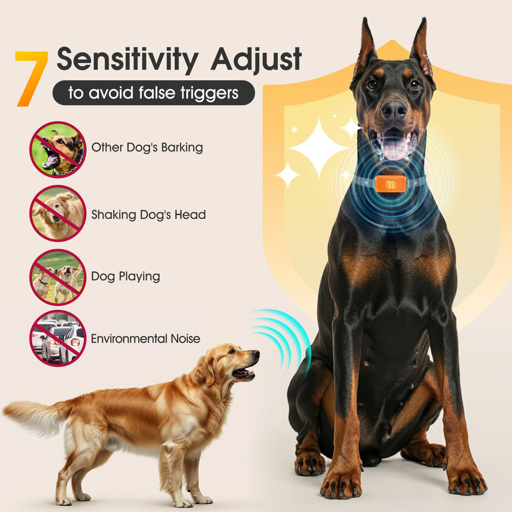 KJKZO dog bark collar orange side view shows ergonomic fit for comfortable all-day wear