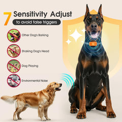 KJKZO dog bark collar orange side view shows ergonomic fit for comfortable all-day wear