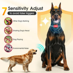 KJKZO bark collar side-adjustment shows easy fit for dogs from 5–15 lbs to large.
