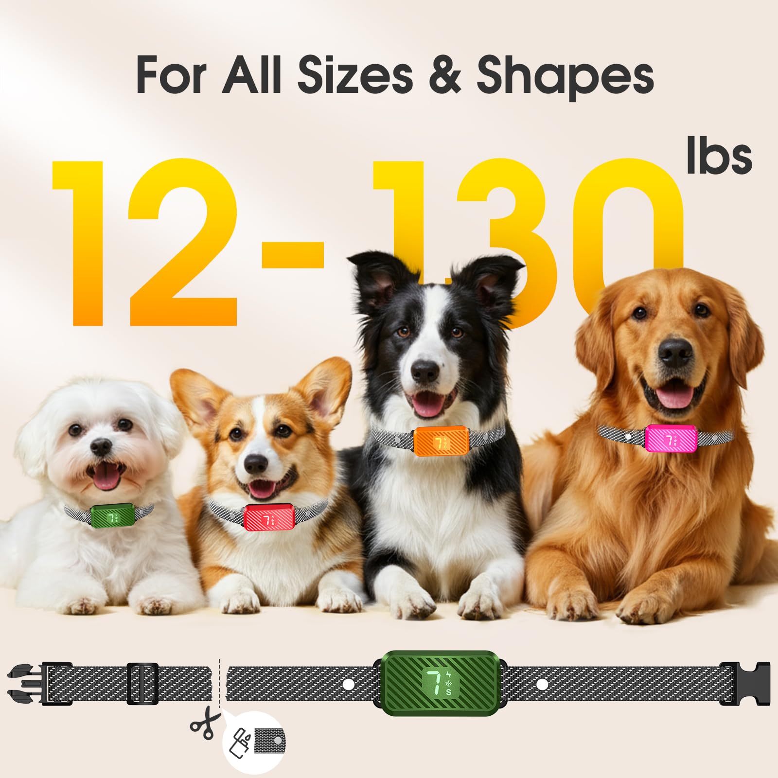 KJKZO lightweight adjustable bark collar fits dogs of various sizes comfortably.