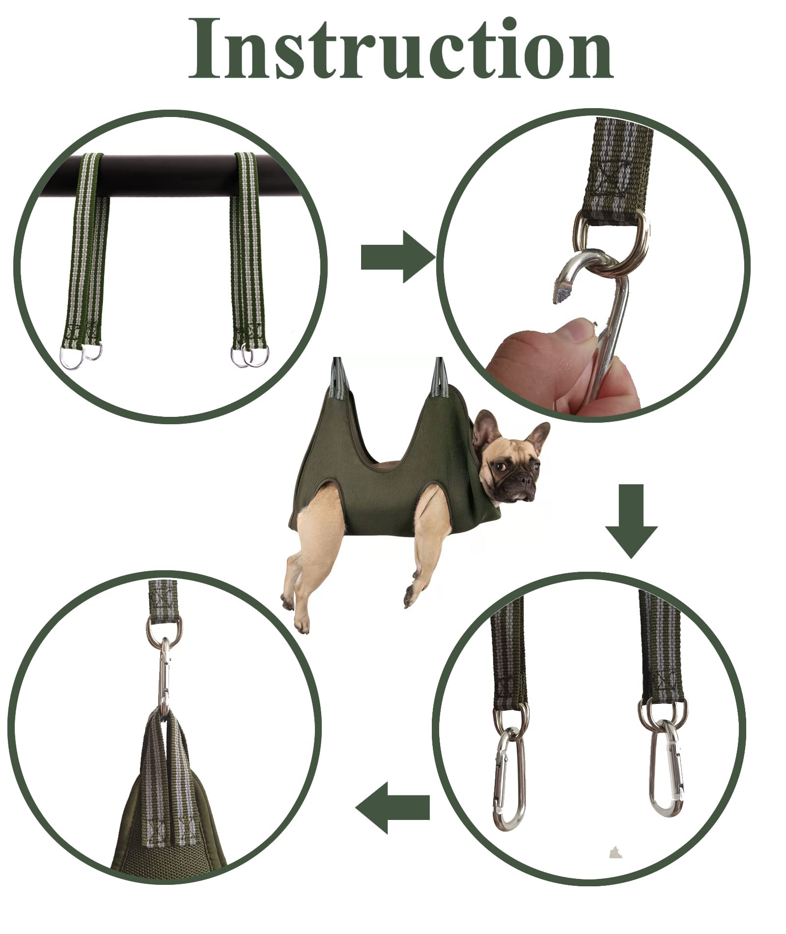 Kkiimatt grooming hammock accessories close-up with carabiners and file for easy setup