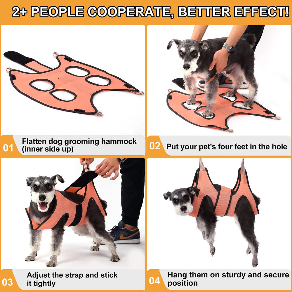 Kkiimatt dog grooming hammock 3D mesh shows soft breathable comfort during grooming.