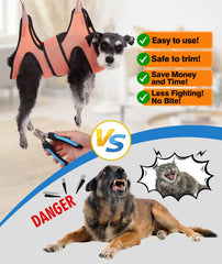 Kkiimatt grooming hammock wide straps prevent escapes during at-home grooming.
