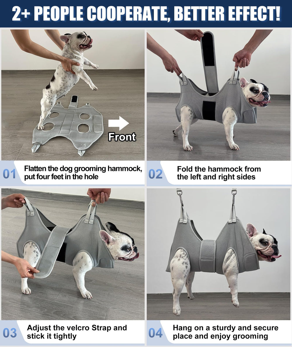 Kkiimatt XXL dog hammock with size chart for extra-large dogs.