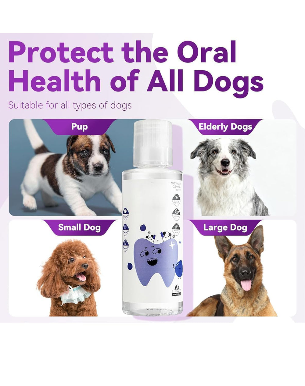 KKINYAS Dental Water Additive dog drinking water scene for effortless oral care.