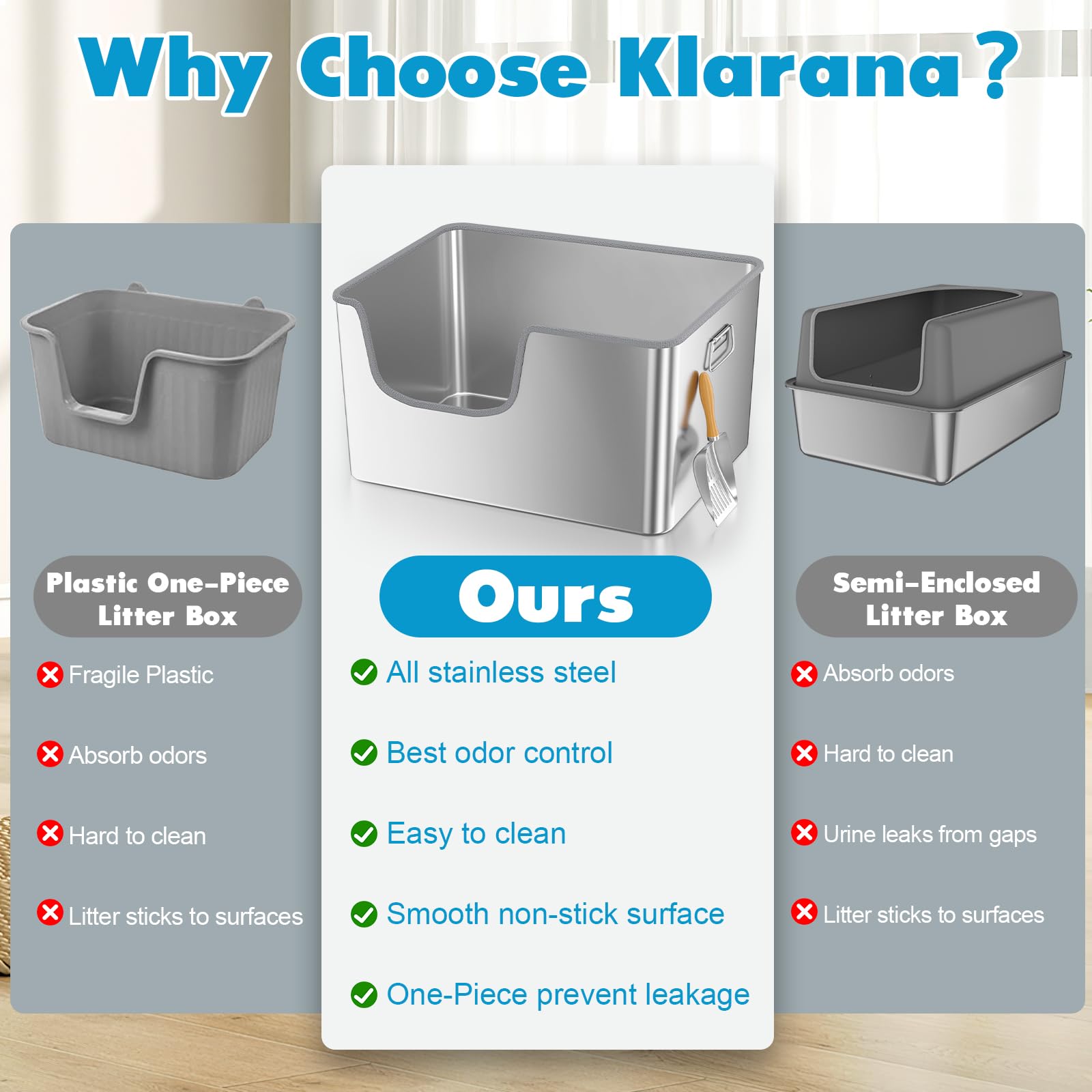 Klarana anti-leak design minimizes spills during routine use