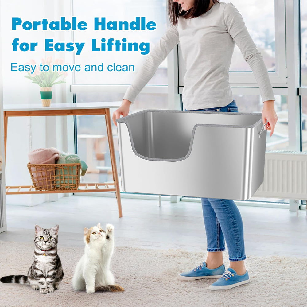 Klarana easy-clean stainless steel surface resists odors and sticky litter