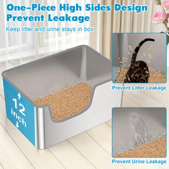 Klarana high-sided 12-inch litter box contains litter effectively