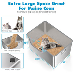 Klarana litter box with portable handles and rubber-edged rim for safety