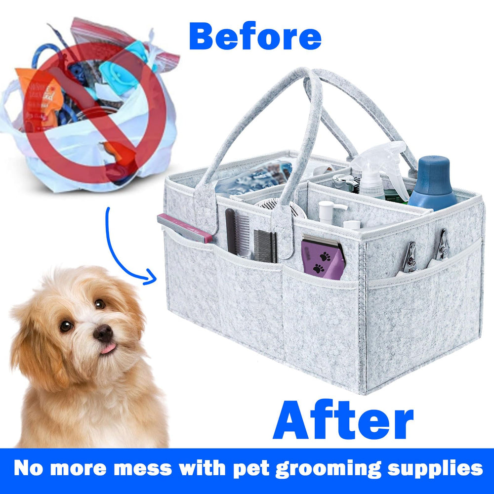 klawdsky pet grooming tote in home, studio, or travel settings