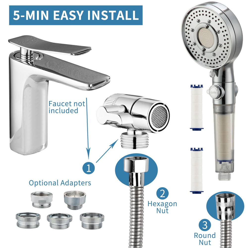 Klleyna brass adapters for installation fit multiple faucet sizes.