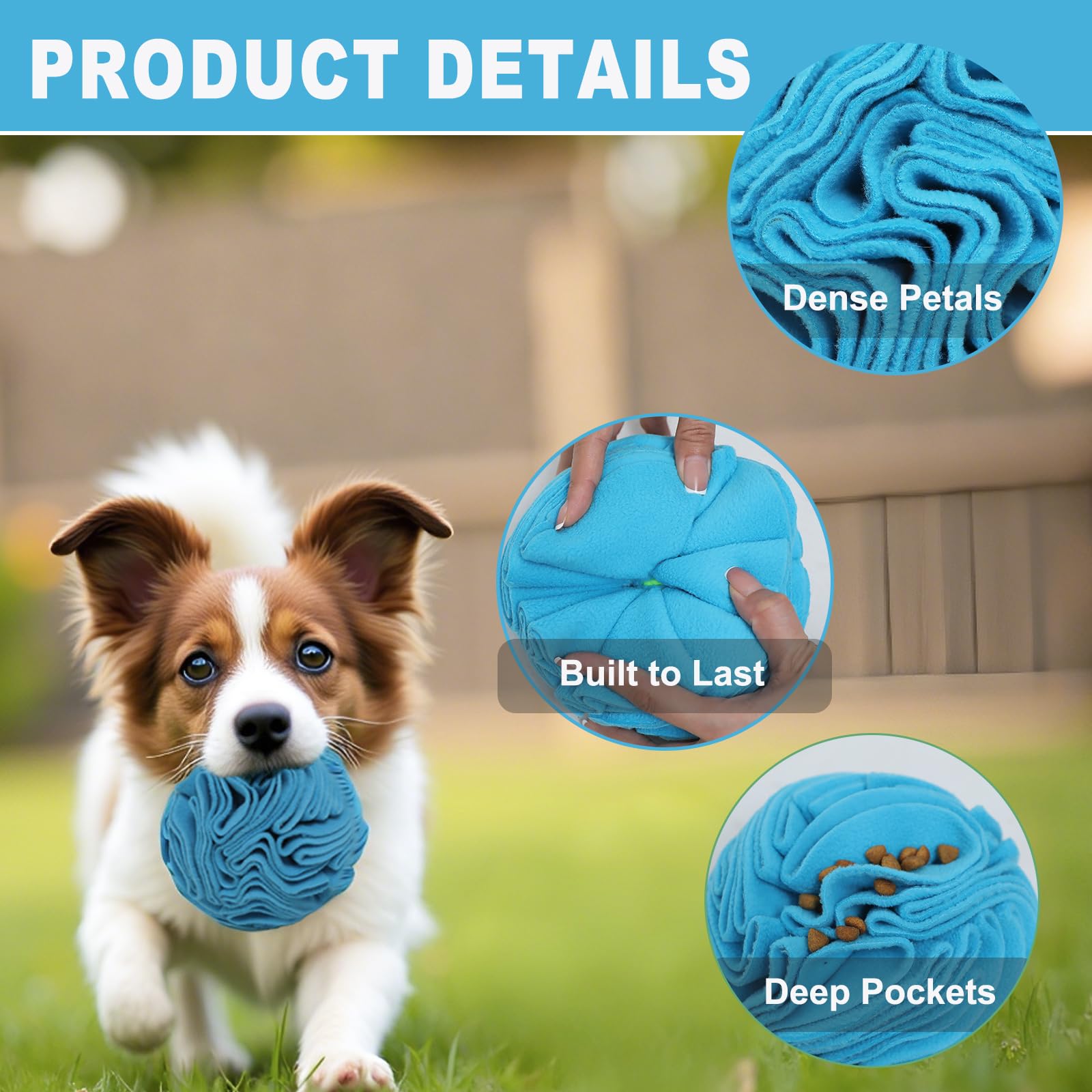 kmirepa Blue Snuffle Ball indoor fun promotes energy burn and sniffing play
