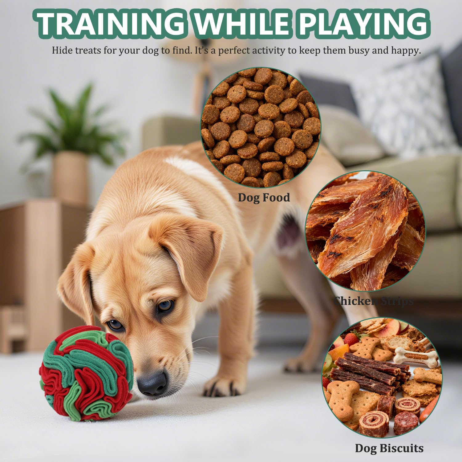 kmirepa Snuffle Ball textured close-up demonstrates durable, engaging play.