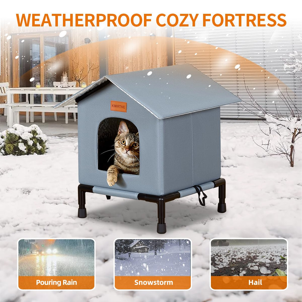 KMIRTNE cat house interior reveals self-warming space for chilly nights.