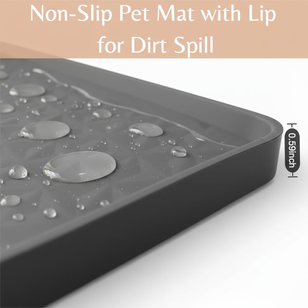 Kmiyivi soft non-slip cat litter mat stays in place and cushions paws.
