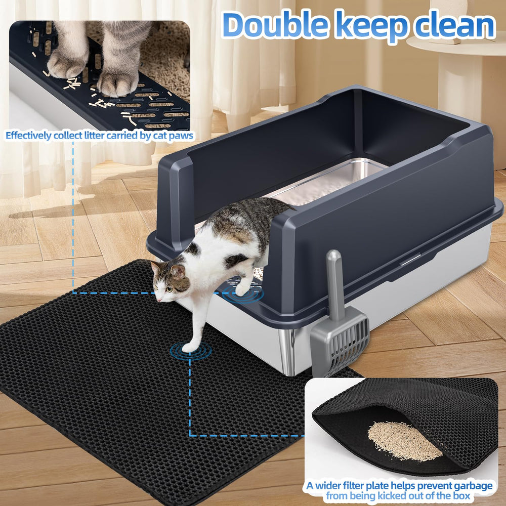 KMNSUN XXXL litter box clean bottom demonstrates easy wipe cleaning.