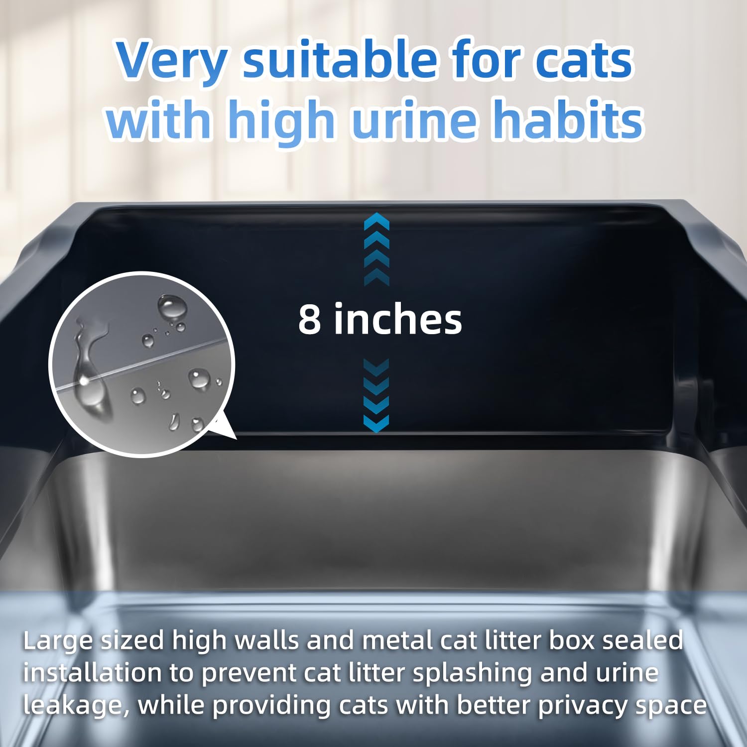 KMNSUN XXXL litter box high-wall close-up emphasizes anti-splash protection.