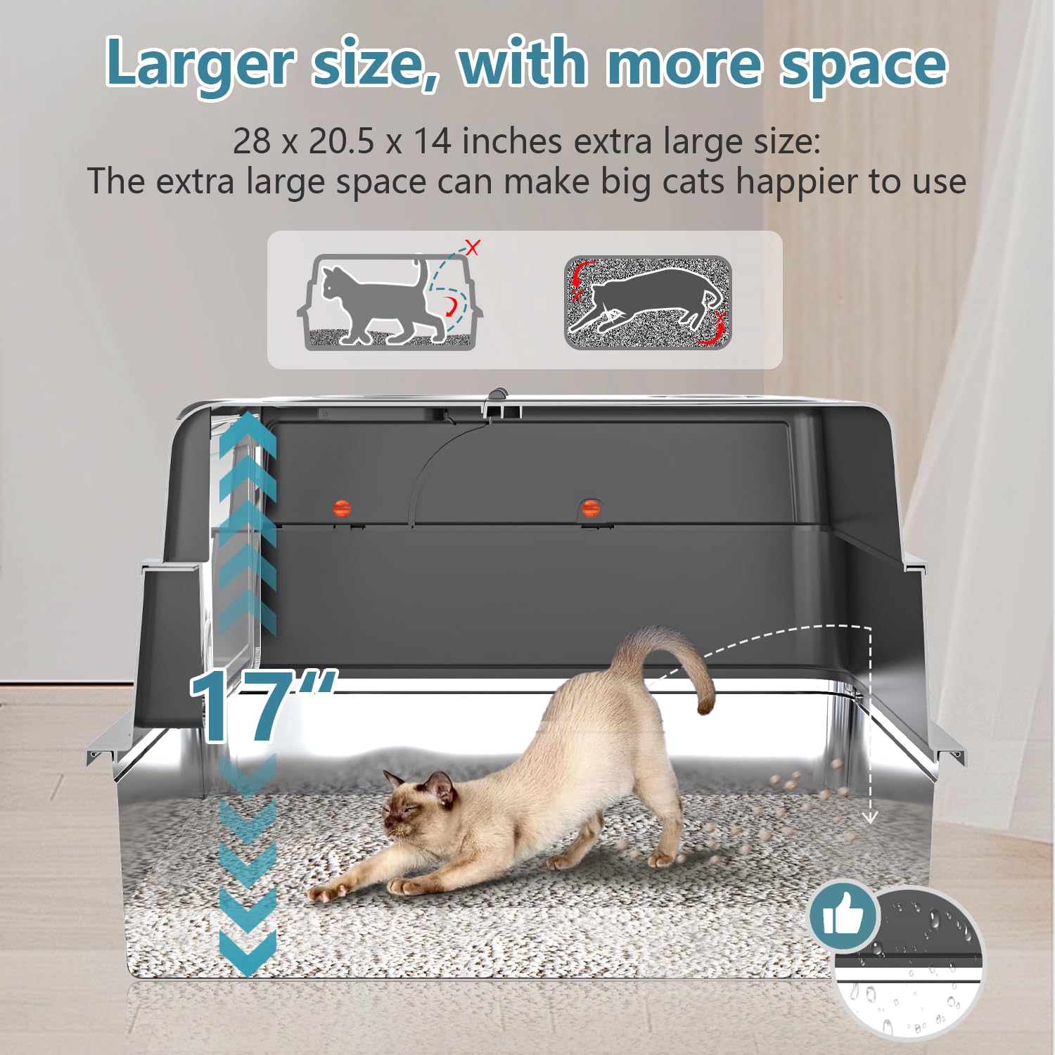 KMNSUN XXXL inside view shows spacious area for large cats to move.