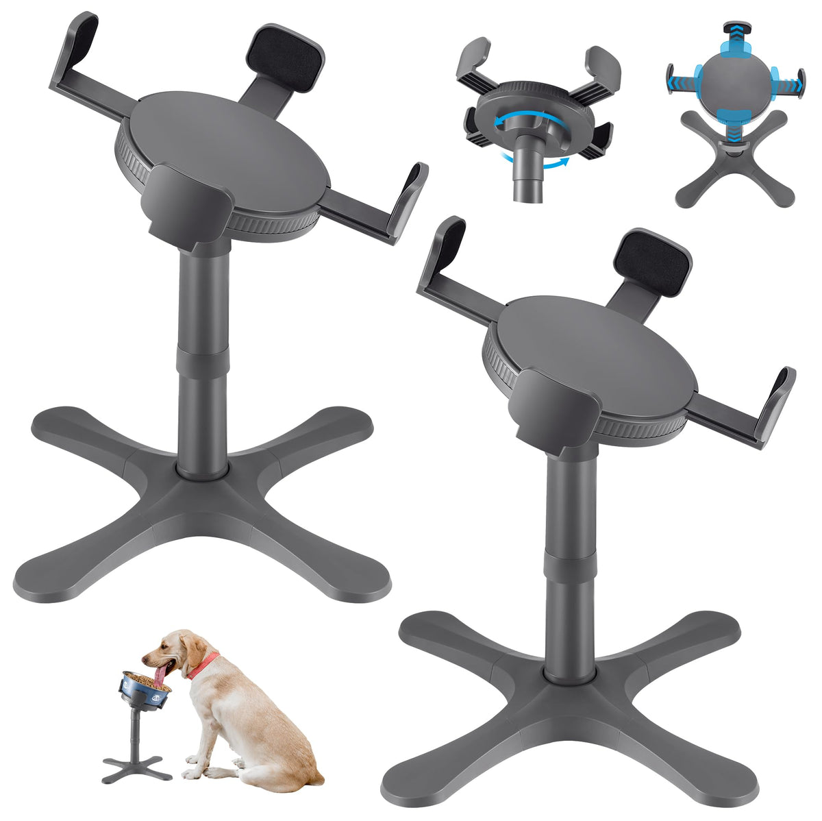 KMXASP elevated dog bowl stand tilted 15° for comfortable feeding.