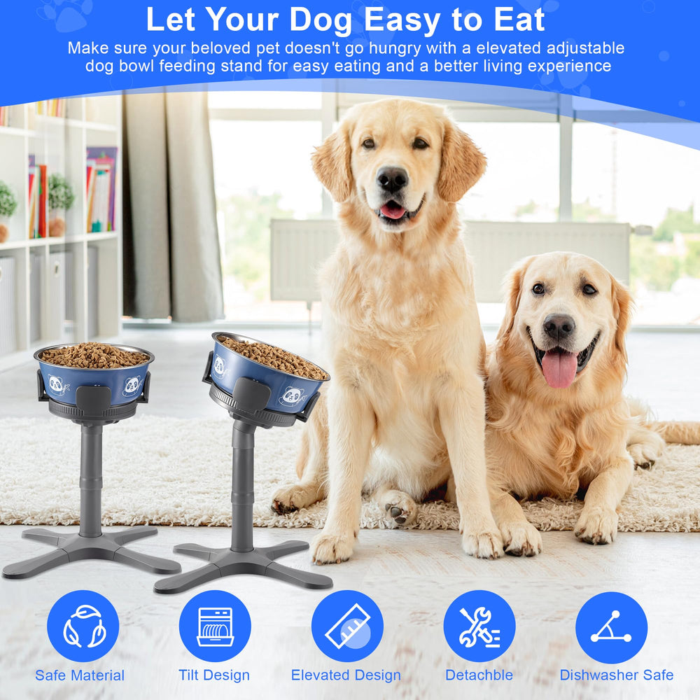 KMXASP gray elevated stand in use with a dog for ergonomic feeding