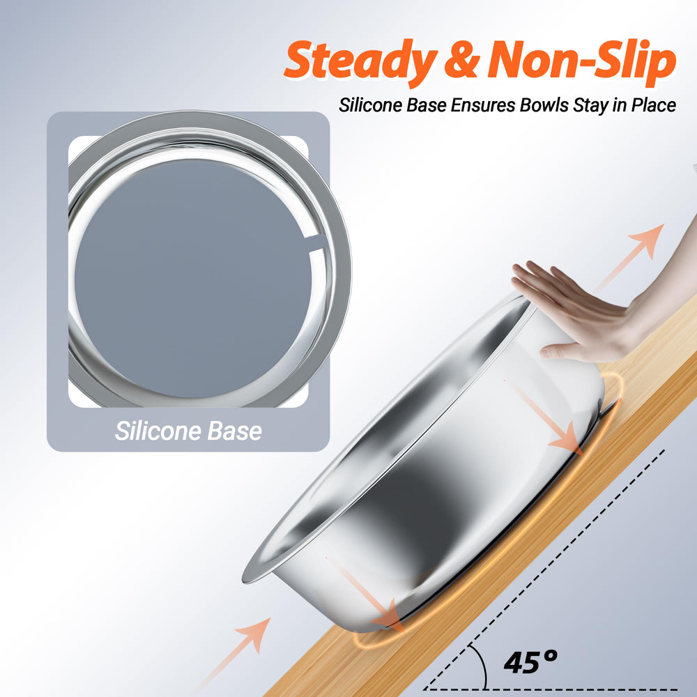 KMXASP rust-resistant stainless steel bowls with durable finish