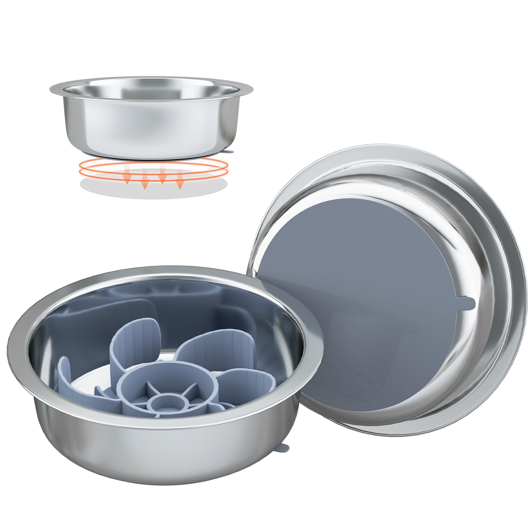 KMXASP stainless steel dog bowls with suction base, 2-pack for spill-free feeding