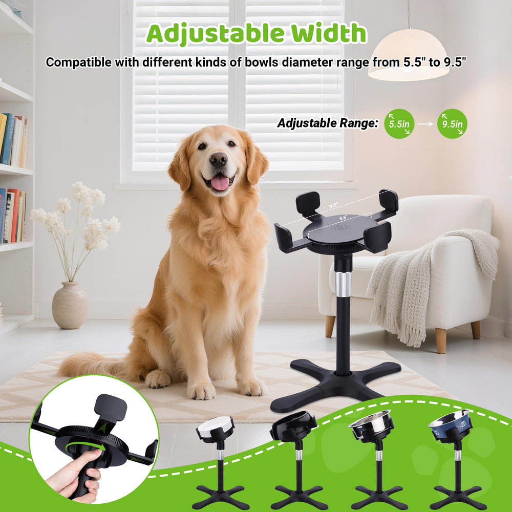 KMXASP width-adjustable stand fits bowls of various shapes for multi-dog homes
