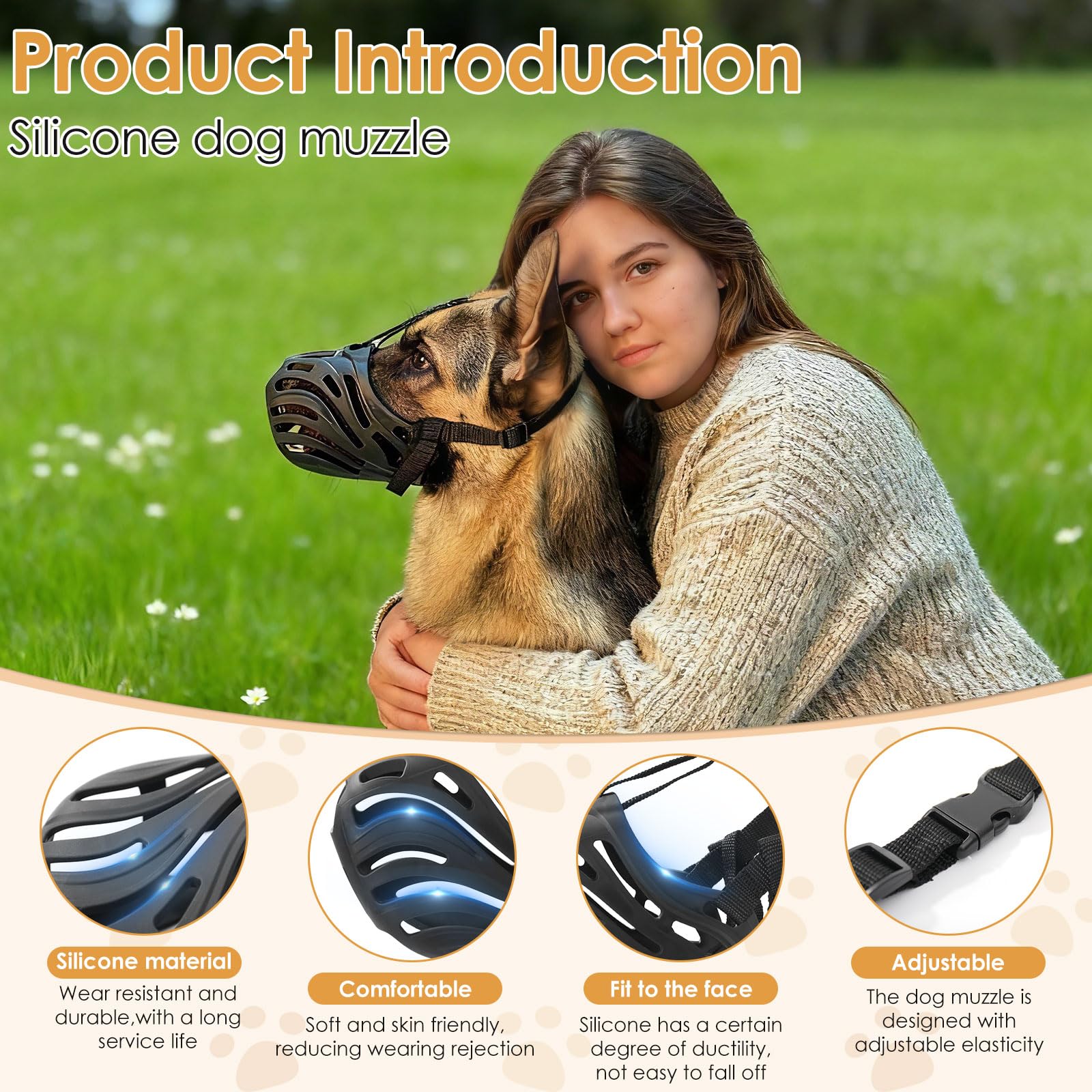 KnJuLee dog muzzle breathable-vents enables airflow to keep dogs cool during walks.