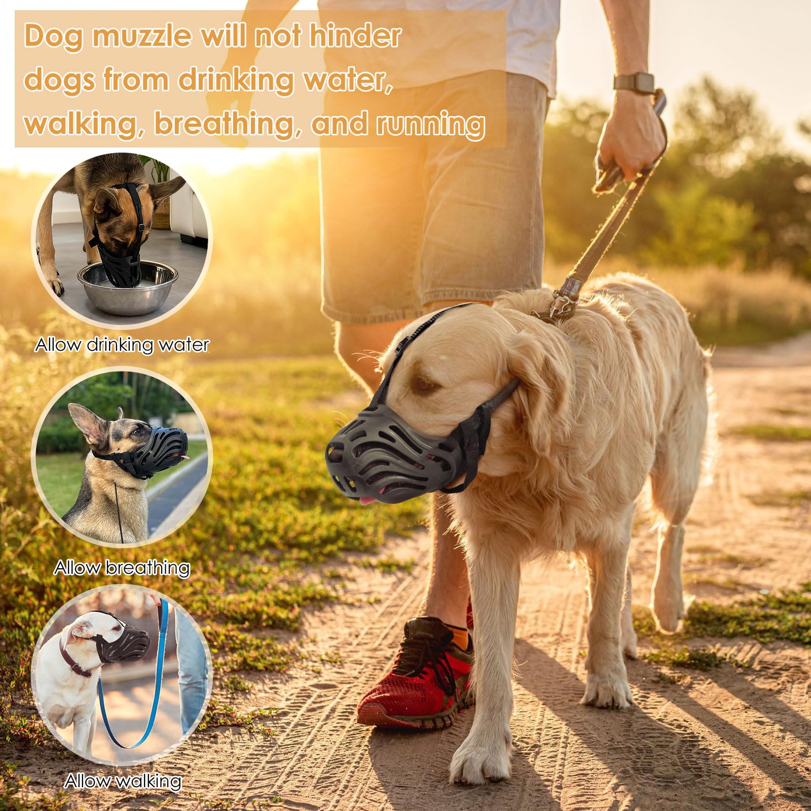 KnJuLee dog muzzle size-guide helps choose the right fit for small to large dogs.