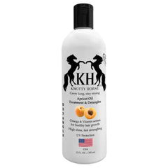 Knotty Horse Apricot Oil Detangler bottle delivers quick detangling and lightweight conditioning
