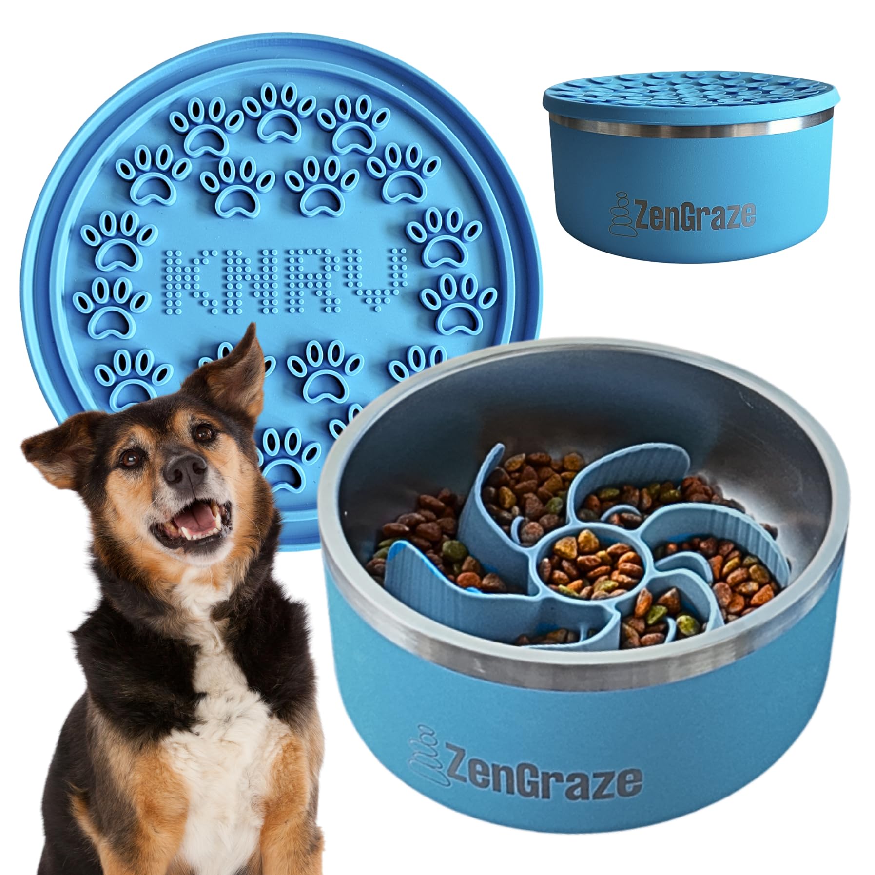 KNRV Commerce slow feeder bowl front view with 64 oz capacity for large dogs.