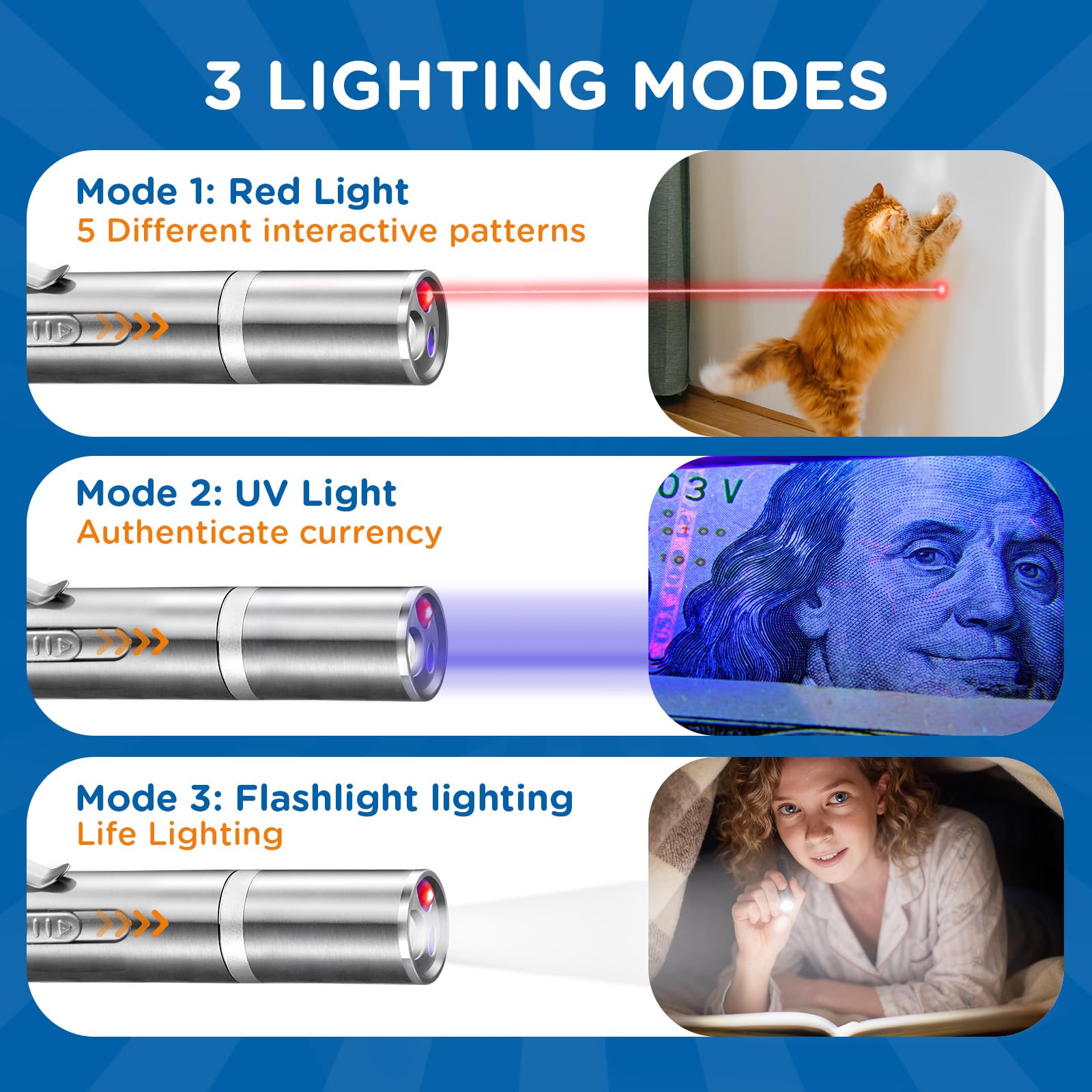 Koackl puntero-gato-led-blanco mejora la visibilidad para juegos nocturnos