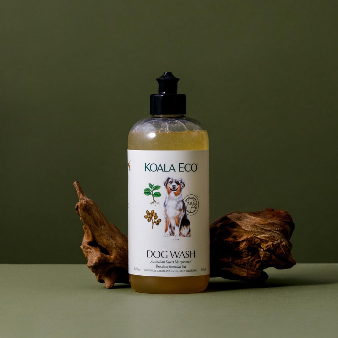 Koala Eco Dog Cleaner being applied to a wet coat for a thorough, scent-fresh wash