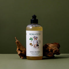 Koala Eco Dog Cleaner being applied to a wet coat for a thorough, scent-fresh wash