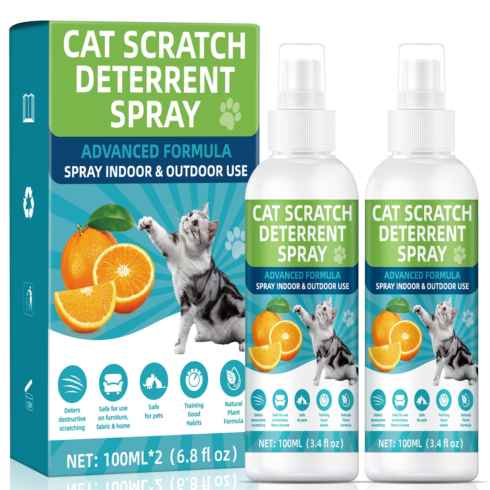 KODASNY Cat Deterrent Spray bottle mist for indoors helps prevent furniture scratching