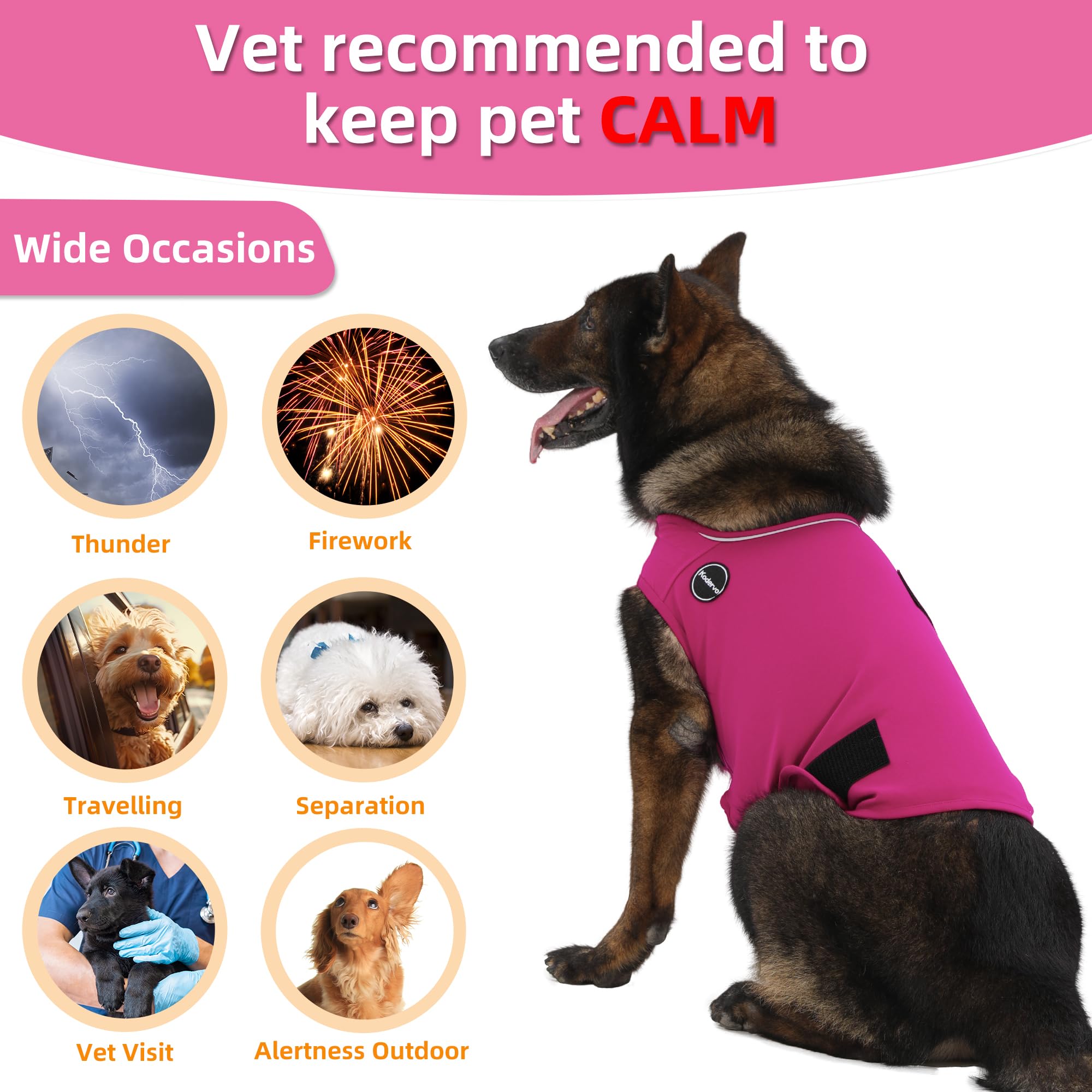Kodervo dog anxiety jacket reflective strips for evening visibility